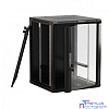 Hyperline TWB-FC-1266-GP-RAL9004 Шкаф настенный 19-дюймовый (19"), 12U, 650x600x600 мм, стеклянная дверь с перфорацией по бокам, ручка с замком, с возможностью установки на ножки, цвет черный RAL 9004