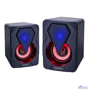 Perfeo колонки "SHINE", 2.0, мощность 2х3 Вт, USB, чёрн, Game Design, LED подсветка 7 цв