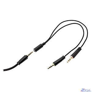 Perfeo игровая гарнитура RGF EARTH черная 1,8 м, разъем 3,5 мм (4 pin) и USB (LED), переходник