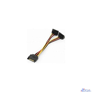 Gembird/Cablexpert Кабель питания SATA, 15см, 15pin (M)/2x15pin(F) на 2 SATA устройства, угловой разъем (CC-SATAM2F-02)