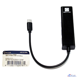 5bites Кабель-адаптер UA3C-45-09BK Type-C / 3*USB2.0 сетевая карта / RJ45 100MB / BLACK