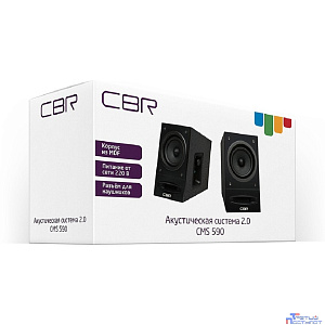 CBR CMS 590 Black, Акустическая система 2.0, питание 220 В, 2х5 Вт (10 Вт RMS), материал корпуса MDF, 3.5 мм линейный стереовход, регул. громк., выход на наушники, длина кабеля 1,5 м, цвет чёрный