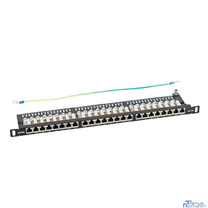NTSS Патч-панель NTSS PREMIUM 0.5U 24 порта RJ45 FTP cat.5e, Krone IDC с задним кабельным органайзером NTSS-PP2-PM-0.5U-24-FTP-RJ45-5e-K
