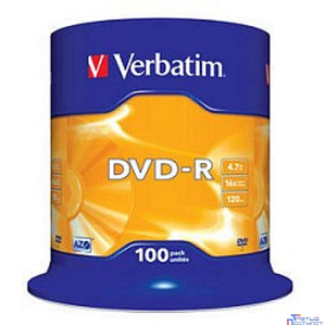 Verbatim  Диски DVD-R  4.7Gb 16-х, 100 шт, Cake Box (43549)