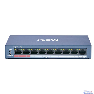 iFLOW F-SW-EU209POE-V/L L2, неуправляемый, 8 портов, 1 uplink порт 10/100M RJ45, 802.3af/at, бюджет PoE 60 Вт, поддержка режима передачи до 300м,10Мб/с, CAT6; защита от перенапряжения 6 кВ