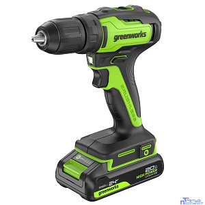 Greenworks GD24DD35 Дрель-шуруповерт аккумуляторная, 24V, б/щет, 29/35Нм,1х2Ач,ЗУ,кор [3704007CUA]