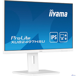 LCD IIYAMA 23.8" XUB2497HSU-W2 белый {IPS 1920x1080 100Hz 1ms 300cd 1300:1 8bit(6bit+FRC) HDMI DisplayPort 2xUSB2.0 2x2W HAS Pivot VESA}