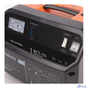 Заряднопредпусковое устройство PATRIOT BCT-10 Boost [650301510] {Вход.напр. 1ф - 220В ±15%, макс.мощн. 100Вт; напр.зарядки 12В, ток заряд/boost 6/8А; емк.бат. 20-100А/час, вес 4.3кг}