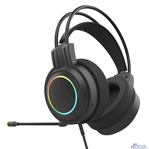 Perfeo игровая гарнитура RGF EARTH черная 1,8 м, разъем 3,5 мм (4 pin) и USB (LED), переходник