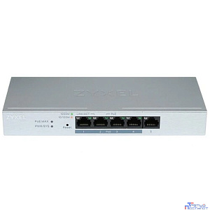 ZYXEL GS1200-5HPV2-EU0101F Smart PoE+ коммутатор GS1200-5HP v2, 5xGE (4xPoE+), настольный, бесшумный, с поддержкой VLAN, IGMP, QoS и Link Aggregation, бюджет PoE 60 Вт