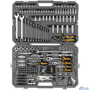 Набор инструментов, 1/2", 3/8", 1/4", CrV, S2, пластиковый кейс, 232 предмета// Denzel [15808]