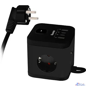 BURO BU-PC3.1UC-Plus-B 1.5м (3 розетки) черный (коробка) {2090223}