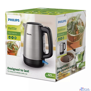 PHILIPS HD9350/90 Чайник, 1.7л, 2200Вт, серебристый/черный