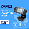 CBR CW 855HD Black, Веб-камера с матрицей 1 МП, разрешение видео 1280х720, USB 2.0, встроенный микрофон с шумоподавлением, фикс.фокус, крепление на мониторе, длина кабеля 1,4 м, цвет чёрный