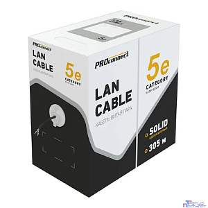 PROconnect (01-0155) Кабель F/UTP, CAT 5e, PE 4х2х0,48мм, 24AWG, внешний, черный, 305м, с тросом