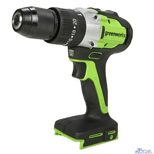 Greenworks GD24DD60 Дрель-шуруповерт ударная аккумуляторная, 24V, бесщеточная, 30/60Нм,1х4Ач,ЗУ,кор [3704107CUB]