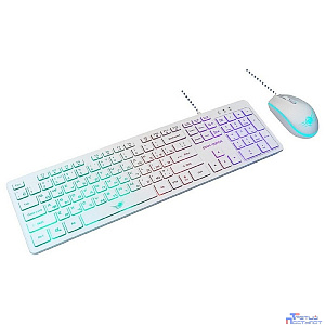 Dialog Проводной игровой набор KMGK-1707U WHITE Gan-Kata - клавиатура + опт. мышь с RGB подсветкой