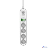 Perfeo LD_B4438 LDNIO SE4432/ Сетевой удлинитель 2м + ЗУ на 4 USB/ 4 розетки (медь) - 2500W/ USB - 17W/ White&Gray