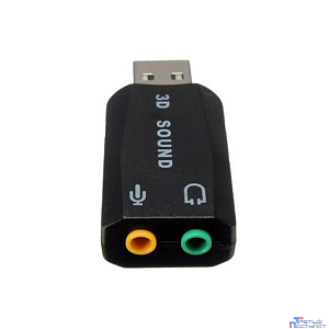 ORIENT Адаптер AU-01N, USB to Audio, 2 x jack 3.5 mm для подключения гарнитуры к порту USB, черный